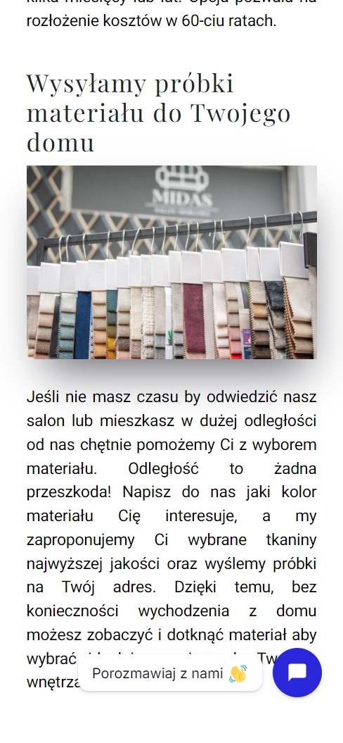 Strona salonu meblowego na telefonie - widok 2